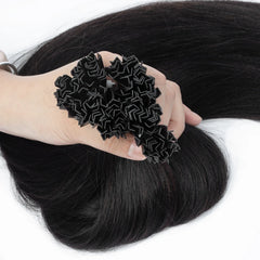 K Tip Hair Extensions Human Hair Light Yaki Cuticles Remy  Pre Bonded Keratin Hot Fusion Hair Extensions 14-26 inch 1B V Tip