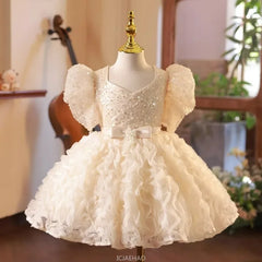 2025 Girls New Flower Girl Princess Dress Kids First Birthday Party Performance Gown Flower Girl Wedding Formal Occasion Wear