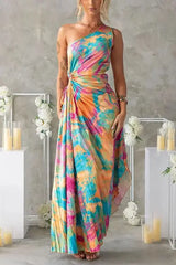 Summer Women's Floral Print Irregular Maxi Long Sundress Sexy Off The Shoulder Sleeveless Tunic Party Dresses