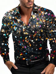 Christmas Theme Men's Christmas Scene Printed Shirts Snowflake Graphics Casual   Long Sleeve shirts