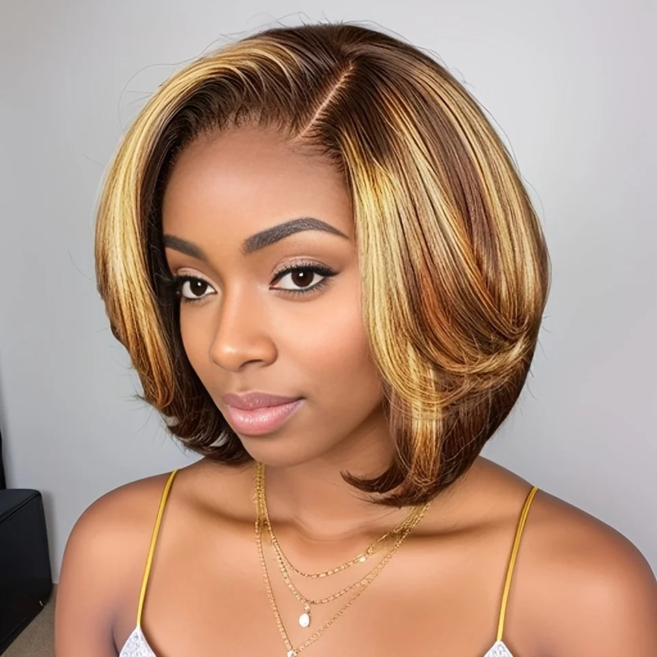 Straight Short Bob Wig 13x4 Lace front Bob Wigs Brazilian Human Hair via