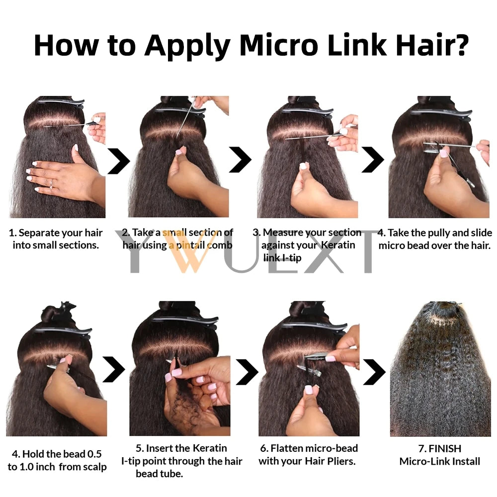 YWUEXT Loose Deep Wave Micro Link I Tip Hair Extensions 12"-26" Brazilian 100% Virgin Human Hair Micro Ring Hair 50pcs/pack
