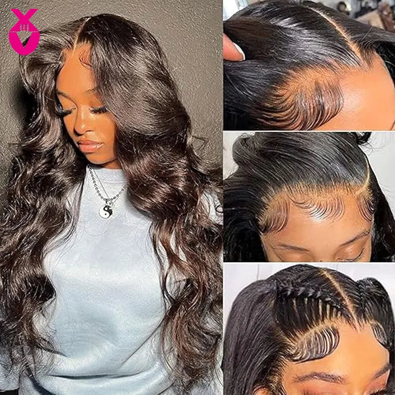 34 inch 150 Density Body Wave Transparent 13x4 Lace Front Human Hair Wig Glueless Wigs Human Hair  Pre-Cut Brazilian Remy Hair