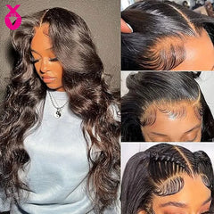 34 inch 150 Density Body Wave transparent 13x4 lace front human hair