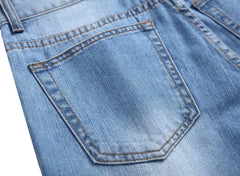 American Fashion Street Style Ripped Skinny Jeans  Street Riding Stretch Slim Fit Straight Pants Patchwork  Denim Trousers Male
