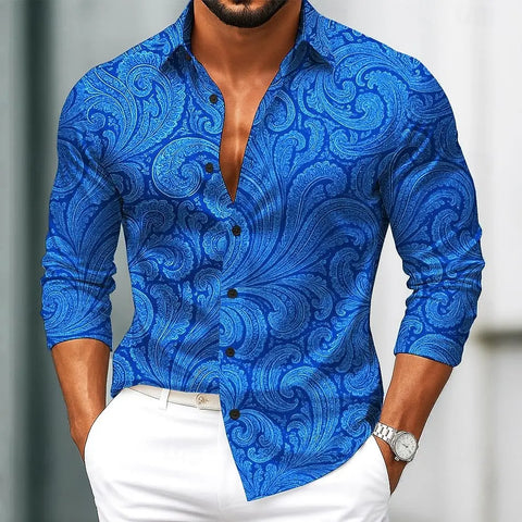 Men's Paisley Floral Print Ethnic Shirt al Long Sleeve Shirt Street Blouse