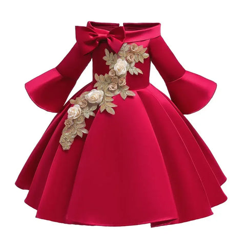 Fashion Floral Flower Girl Dresses for Weddings Solid Children Dresses princess