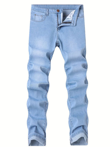 Classic Design 2026 Men's Jeans Light Blue Stretch Skinny Casual Denim Trousers  Brand  Streetwear  Fashion