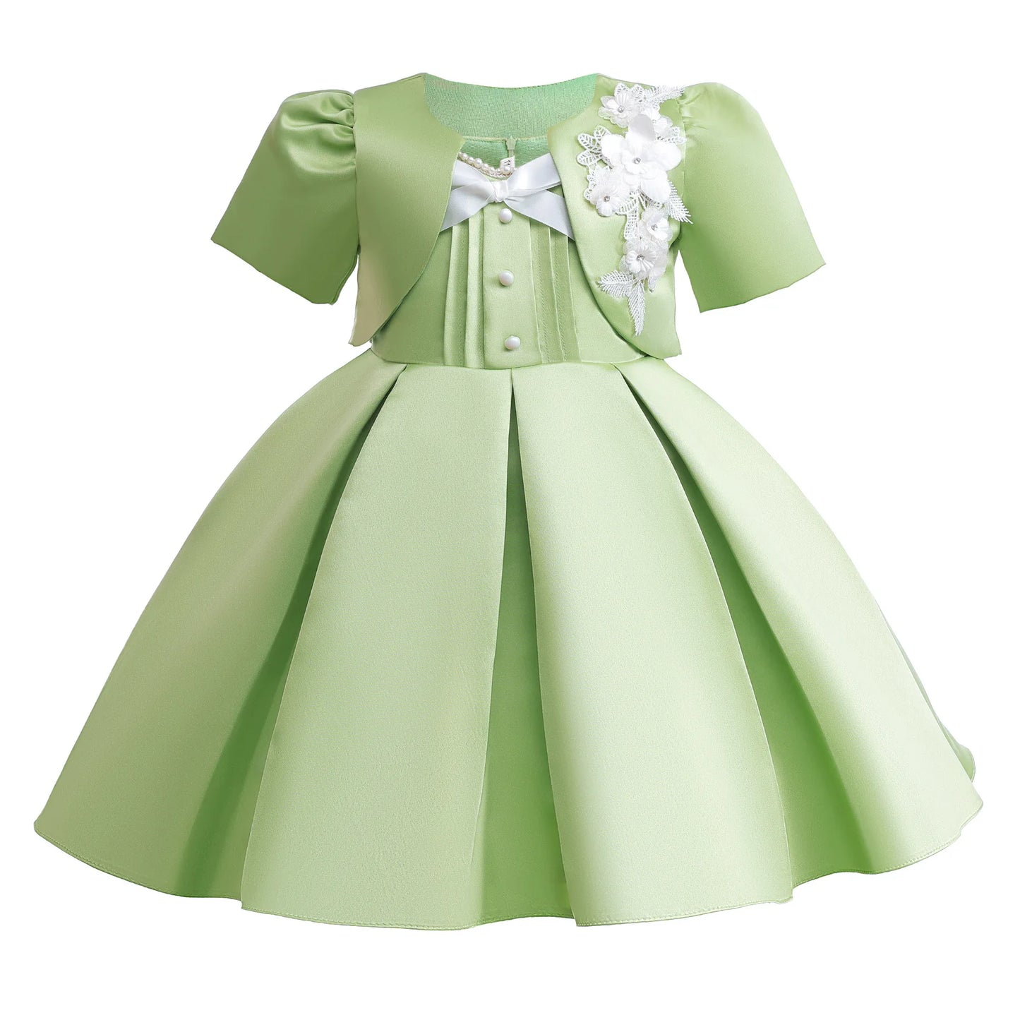 New Girls Dress Summer Sleeveless Princess Dress +Green Short Jacket