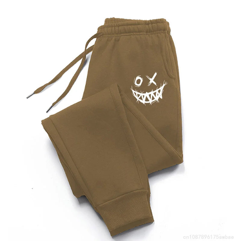 Autumn/Winter Men's Sweatpants Monster Smile Printed Lace-up Sweatpants Men Casual Pants