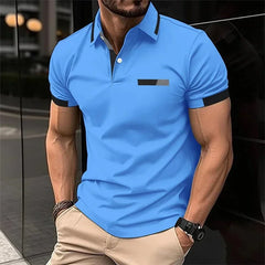 Men's Fitness Casual Sports T-shirt Gym Running Sports Elastic Short-sleeved Polo Shirt Lapel Top Men's Slim Fit T-shirt