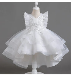 Flower Girl Dresses for Wedding White Champagne Red Pink Child Gala Evening Formal Luxury Birthday Puffy Irregular Elegant Dress