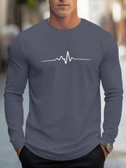 Fashionable men's autumn new striped print comfortable soft long sleeved