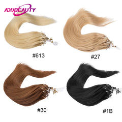 Micro Loop Hair Extensions Remy Human Hair Straight Human Fusion Hair 50 Strands Micro Link Hair Extension Natural Beads Hair