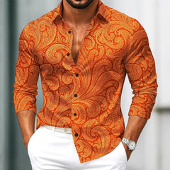 Men's Paisley Floral Print Ethnic Shirt al Long Sleeve Shirt Street Blouse