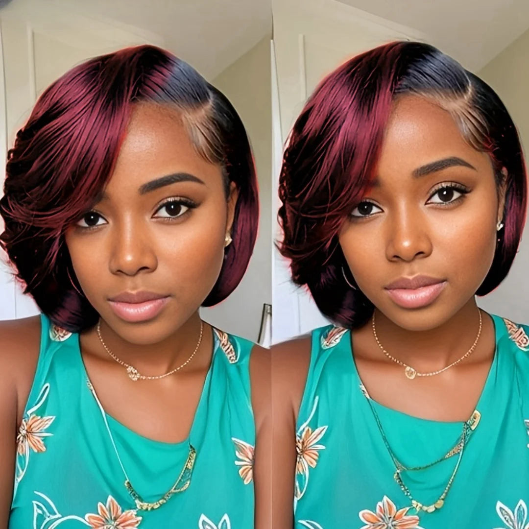 Lace Frontal Wig 13x4 Pixie Cut Wig Human Hair for Women 8 Inch Short Straight Human Hair 180% Density
