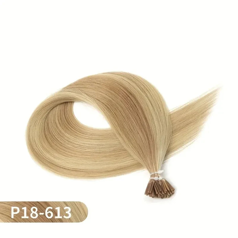 I Tip Hair Extensions Real Human Hair 50 Strands Jet Black Straight Pre-Bonded I Tip Hair Extensions Add Hair Length&Volume 50g