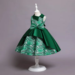 Baby Girl Bow Flower Dress 2-10 Year Children Girl Wedding Birthday Party Princess Dresses Kids Girl Gown