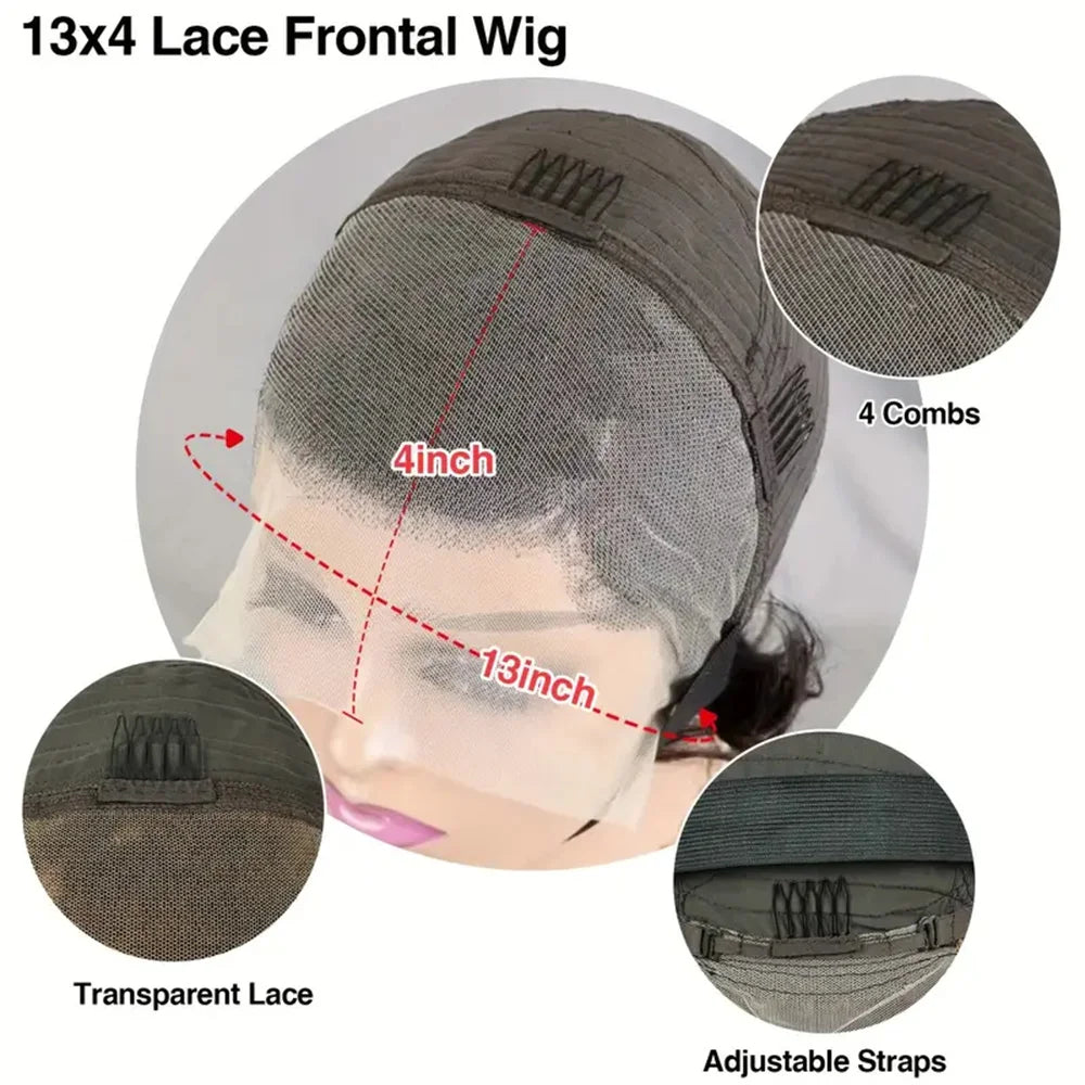 Lace Frontal Wig 13x4 Pixie Cut Wig Human Hair for Women 8 Inch Short Straight Human Hair 180% Density