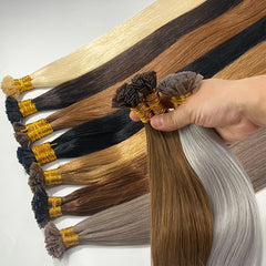 Flat Tip Keratin Hair Extensions Pre-Bonded Flat Tip Hair Extensions 50 Gram Double Drawn Straight 16-30 inch Indian Remy Hair