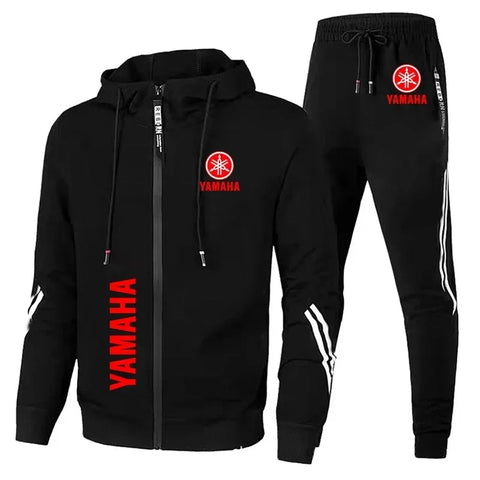Men's Yamaha logo printed sportswear warm sportswear set, men's autumn and winter jacket Yamaha men's clothing
