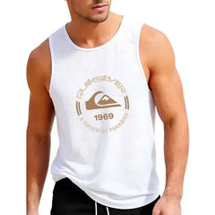 Men's Quiksilver 1969 Logo Print Tank Top Black Summer Surf Casual Sleeveless Tee