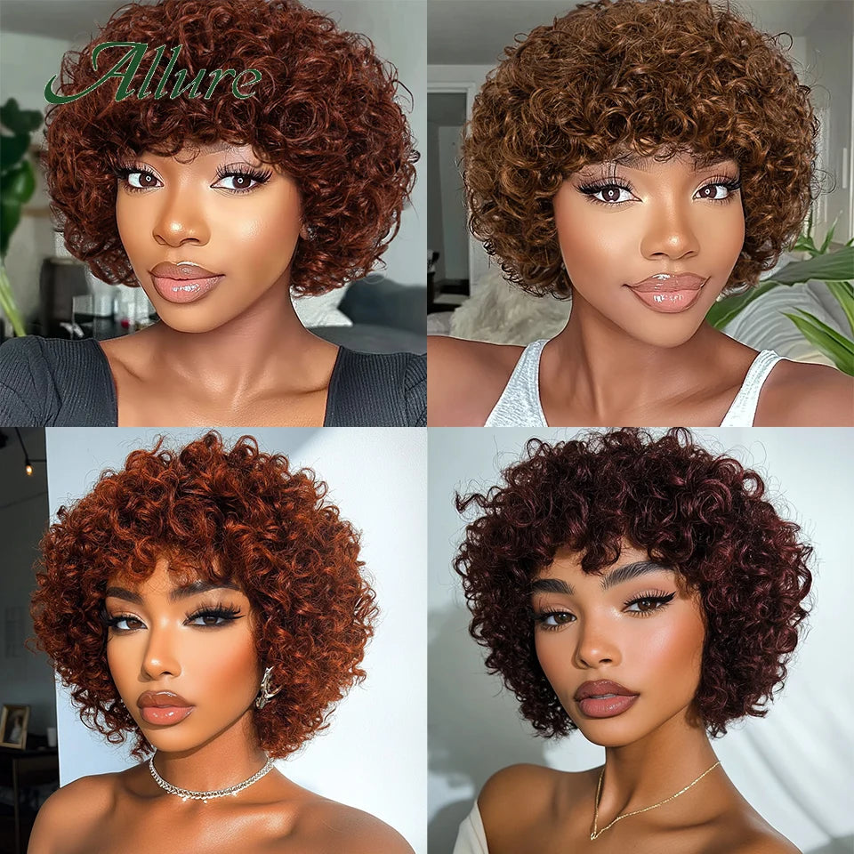 Brazilian Short Pixie Afro Kinky Curly Wigs for Women Glueless