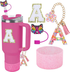 Accessories for Stanley Cup 40oz 30oz Letter Charms for Handle Silicone Boot,Straw Cover Topper & Sticker Charms