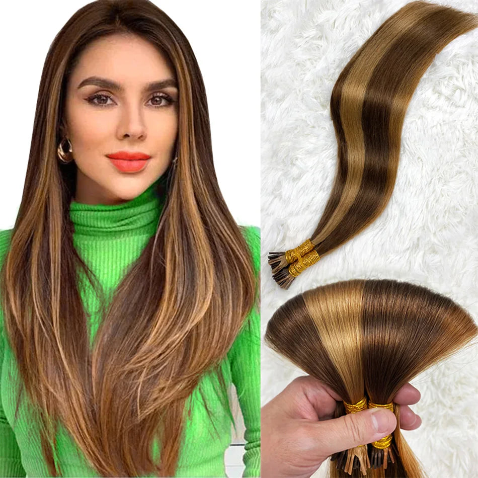 Straight ITIP Human Hair Extension 100% Real Human Hair Extensions 0.9g/pc 10 50 100 Strands Capsule Keratin Human Fusion Hair