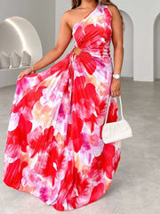 Summer Women's Floral Print Irregular Maxi Long Sundress Sexy Off The Shoulder Sleeveless Tunic Party Dresses