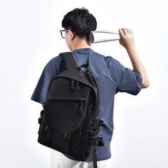 Simple solid color backpack,  travel backpack, plenty of storage space, very suitable for commuting, school, work