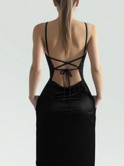 Women's Dress New Classy Sexy Bodycon Backless Sleeveless Evening Dress Women Luxury