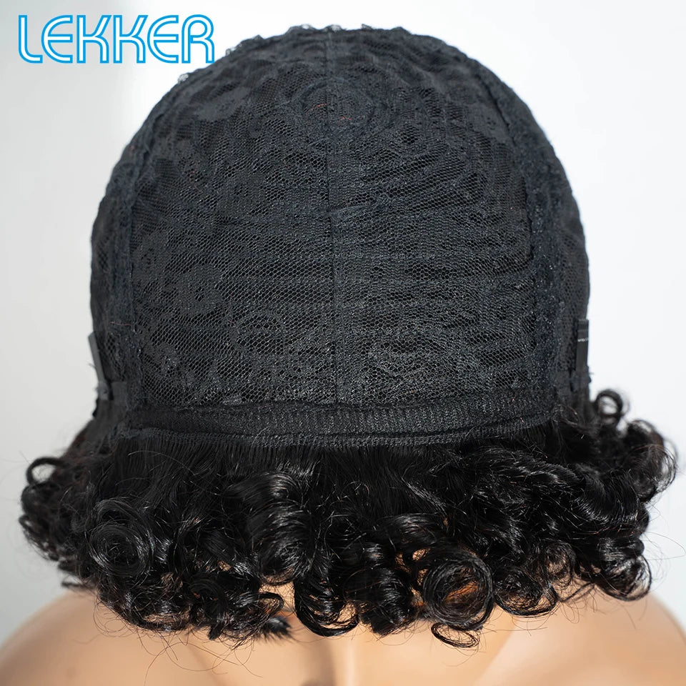 Lekker Colored Short Pixie Cut Curly Bob 100% Human Hair Wigs For Women Brazilian  remy Wigs
