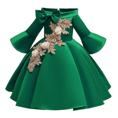 Fashion Floral Flower Girl Dresses for Weddings Solid Children Dresses princess
