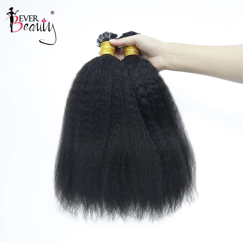K Tip Hair Extension Human Hair Flat Tip Hair Extensions Kinky Straight Keratin Fusion Yaki Bundles For Black Women Ever Beauty