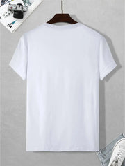 Men's summer 100 cotton fashionable casual loose plus size ITALIA pattern printed sports round neck short sleeved T-shirt top