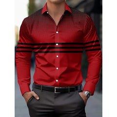 Men's Casual Dress Shirt with Modern Striped Design Regular Fit Long Sleeve