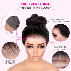 Hidden Strap Body Wave 360 HD Full Lace Front Wigs Human Hair Pre Plucked 12A Glueless Brazilian Virgin Wig With Drawstring