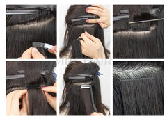 Invisible Tape In Extensions Human Hair Seamless Pu Skin Weft Injected Hair Extensions Hand Tied Adhesives Tape-Ins 10pcs/pack