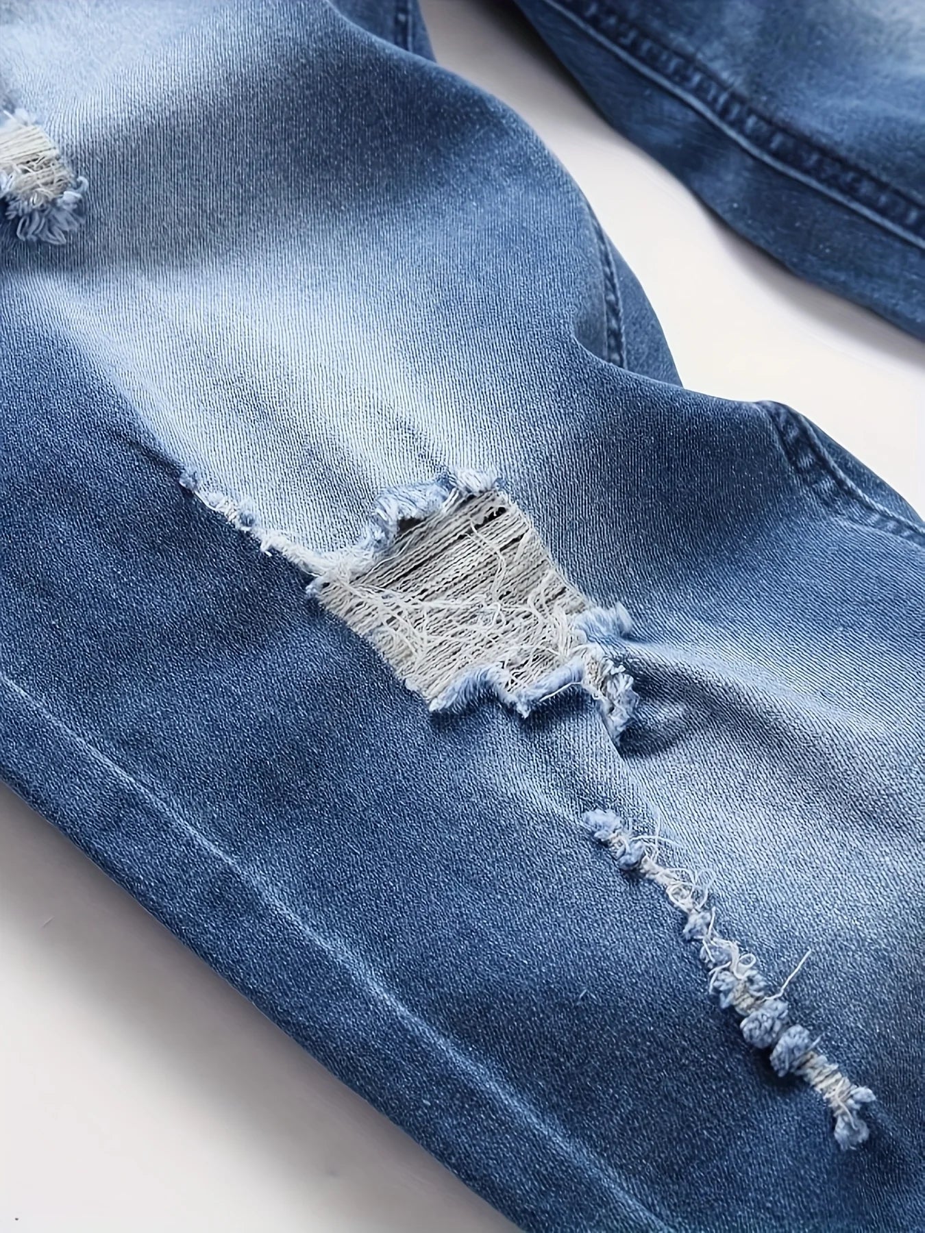 Men's slim fit ripped jeans with street style stretch denim pants