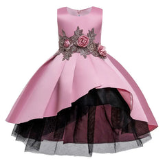 Fashion Solid Flower Girl Dresses for Weddings Lace Sleeveless Prom Dresses Summer Children Girls Party Dresses 3-10 Years