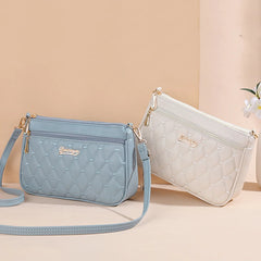 PU Leather Crossbody Bags Zipper New Fashion Shoulder Bag for Women Large Capacity Embroidery Thread Small Purse
