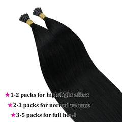 I Tip Hair Extension Straight 100% Human Hair Extension 1g/Strand 50pc/Set Capsule Keratin Natural Fusion Human Hair Extension