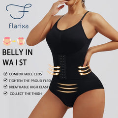 Flarixa Breasted Bodysuit Women Slimming Shapewear Corset Reducing Body Shaper Modeling Underwear Tummy Control Panties