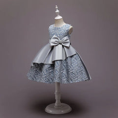 Summer Kids Dress For Girls Wedding Party Lace Bowknot Princess Dress For Children Elegant Pageant Birthday Formal Vestidos