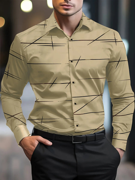 New Men's Shirts 3D Print Modern Geometric Long Sleeve shirts Casual