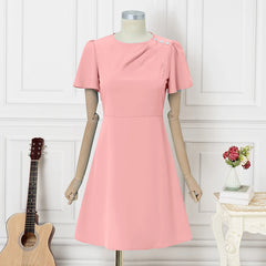ZANZEA Elegant Women Dresses 2025 Summer  Fashion Short Sleeve Work OL Sundress Casual Party Knee-length Vestido Robe Femme