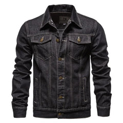 Men Cardigan Patchwork Coat 2023 Autumn Winter New Denim Jacket Men Long-Breasted Turn-down Collar