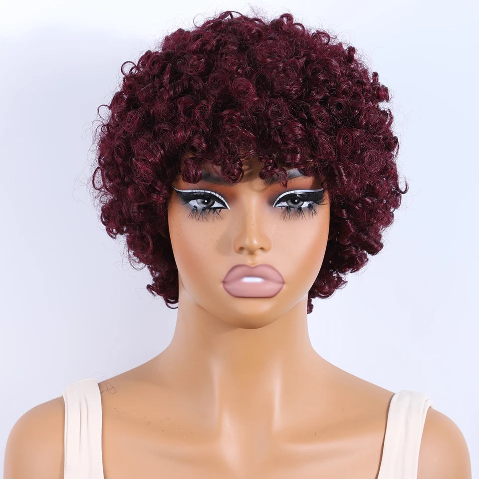Lekker Colored Short Pixie Cut Curly Bob 100% Human Hair Wigs For Women Brazilian  remy Wigs