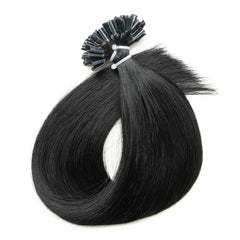 K Tip Hair Extensions Real Human Hair Black U tip Hair Extensions Human Hair Black Silky Straight for women 30g 50s 12-22inch